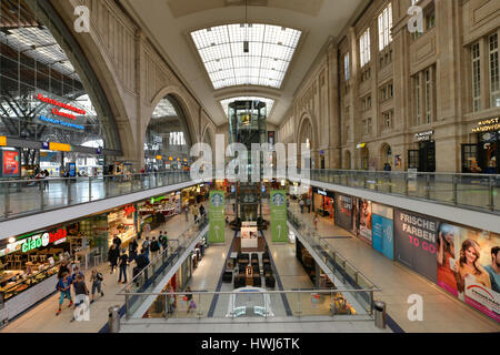 Promenaden Hauptbahnhof Leipzig, Sachsen, Deutschland Stockfoto