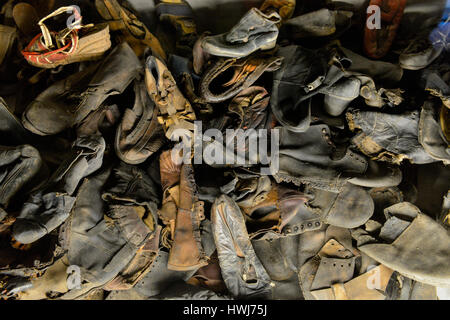 Schuhe, Ausstellung, Stammlager ich Konzentrationslager Auschwitz-Birkenau, Auschwitz, Polen Stockfoto