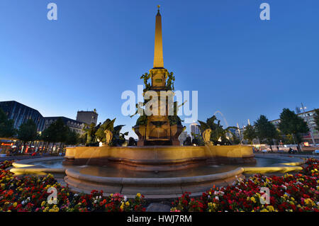 Mendebrunnen, Augustplatz, Leipzig, Sachsen, Deutschland Stockfoto