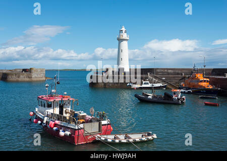 Leuchtturm und Hafen, Donaghadee, County Down, Nordirland, Vereinigtes Königreich Stockfoto