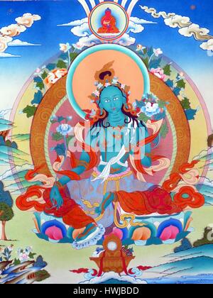 Tibetisch-buddhistischen Malerei oder Thangka, einem wichtigen traditionellen meditativen Werkzeug Darstellung von Buddha Stockfoto