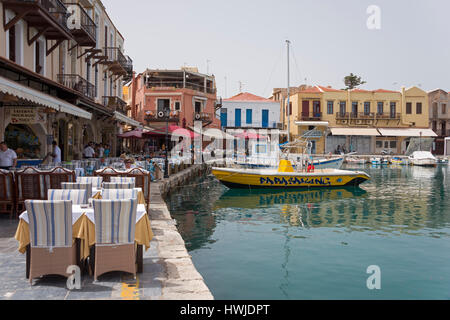 Venezianischen Hafen, Rethymno, Kreta, Griechenland Stockfoto