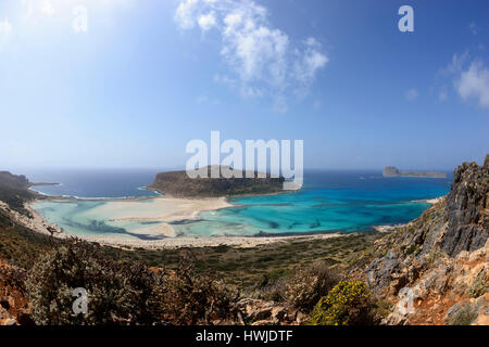 Balos Beach, Halbinsel Gramvousa, Gemeinde Kissamos, regionalen Bezirk Chania, Kreta, Griechenland Stockfoto