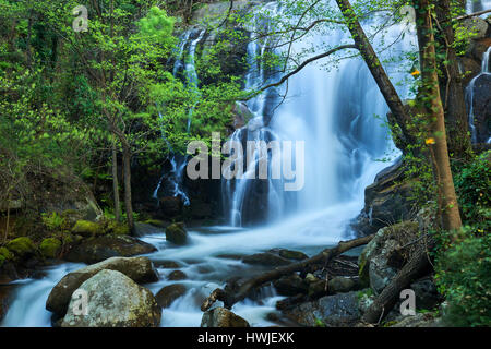 Las Nogaledas Wasserfälle, Jerte-Tal, Cáceres Provinz Extremadura, Spanien Stockfoto