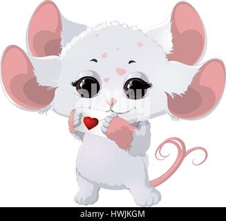 Schöne Kreatur mit einem Umschlag und ein Herz Stock Vektor