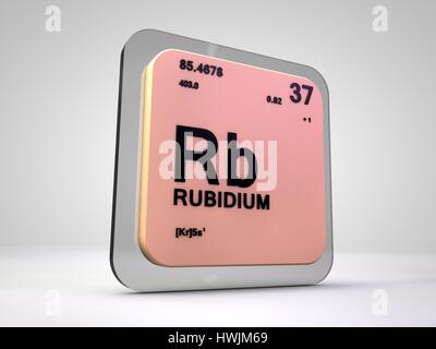 Rubidium - Rb - Chemisches Element Periodensystem 3d render Stockfoto