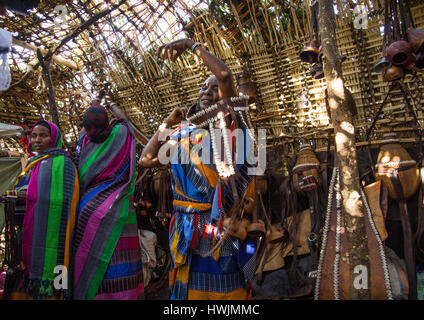Während der Gada System Zeremonie in Borana Stamm, Oromia, Yabelo, Äthiopien Stockfoto