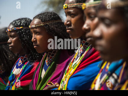 Borana Stamm Jungfrauen während der Gada System Zeremonie in Oromia, Yabelo, Äthiopien Stockfoto
