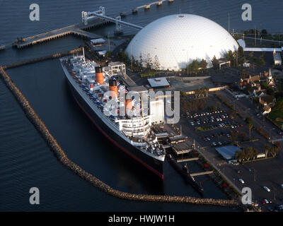 RMS Queen Mary Kreuzfahrtschiff in Long Beach, Kalifornien Stockfoto