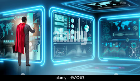 Superhelden im Daten-Management-Konzept Stockfoto