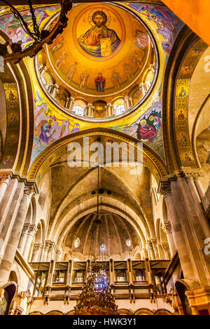 Bögen Kuppel Crusader Kirche des Heiligen Grabes Jerusalem Israel.  Kirche in 1114 bis 1170 n. Chr. erweitert enthält Jesus Tomb und Golgatha, Kreuzigung Stockfoto