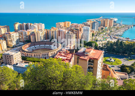 Panoramablick über die Stadt Málaga. Andalusien, Spanien Stockfoto