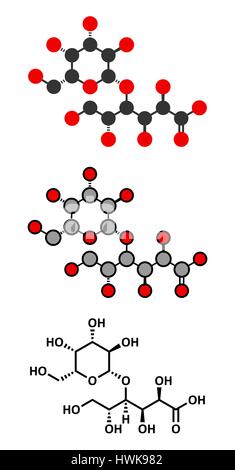 Lactobionic Acid (Lactobionate)-Molekül. Stilisierte 2D Renderings und konventionellen Skelettformel. Häufigsten verwendeten Zusatzstoff in Lebensmitteln, Arzneimitteln Stock Vektor