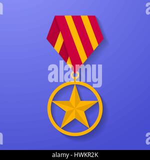 Sterne-Medaille-Gratulation-Symbol. Militärische Abzeichen. Golden Award. Stock Vektor