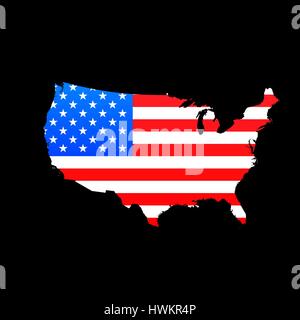 Karte der USA mit der amerikanischen Flagge Textur Stock Vektor