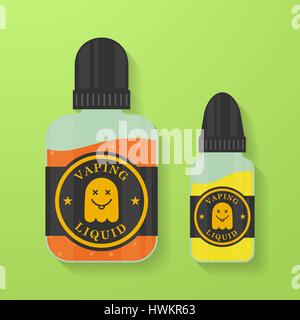 Symbol der Vape Flüssigkeit oder Saft mit Ghost Silhouette. Elektronische Zigarette-e-Liquid-Flaschen. Vektor-dampfen-Symbol. Stock Vektor