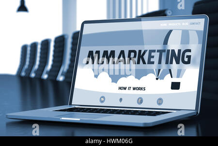 Mmarketing - auf Laptop-Bildschirm. Closeup. 3D. Stockfoto