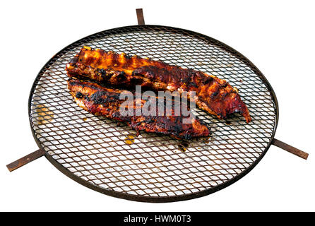 Schweinerippchen auf Grill Stockfoto