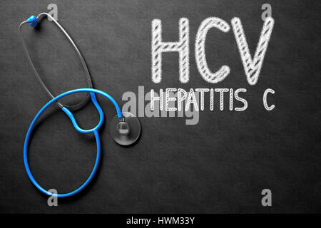 HCV-Konzept auf Tafel. 3D Illustration. Stockfoto