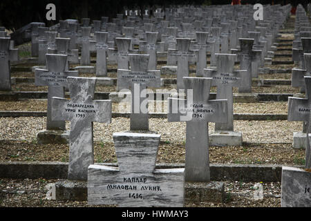 THESSALONIKI, Griechenland - 26. November 2012: Zeitenlik, die Alliierten Soldatenfriedhof und World War I Memorialpark. Enthält die Gräber von der serbischen, F Stockfoto