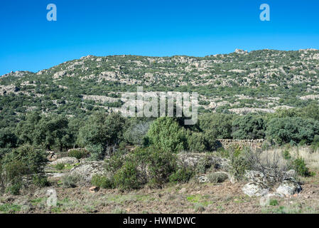 Blick auf Hoyo de Manzanares Range im Guadarrama-Gebirge, Provinz von Madrid, Spanien Stockfoto