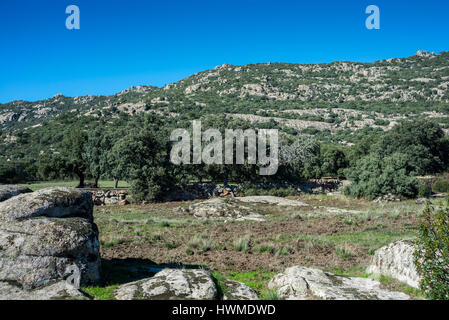 Blick auf Hoyo de Manzanares Range im Guadarrama-Gebirge, Provinz von Madrid, Spanien Stockfoto