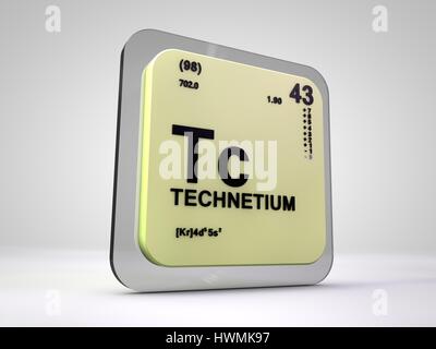 Technetium - Tc - Chemisches Element Periodensystem 3d render Stockfoto