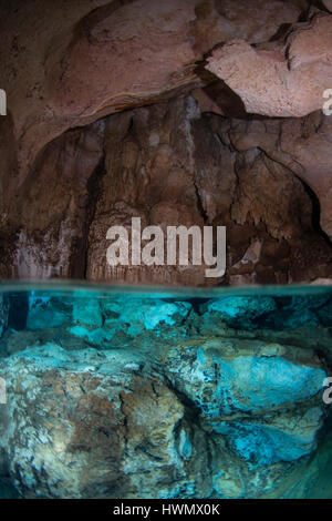 Felsformationen in einer Höhle, Chandelier Cave, Palau-Inseln, Pazifik, Stockfoto