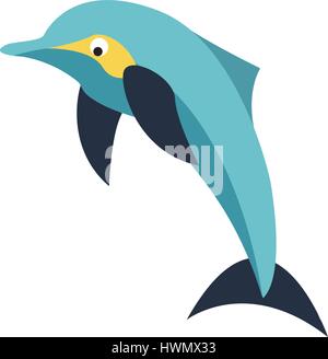 Delphin Vektor flache Bauweise auf weißem Hintergrund Stock Vektor