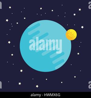 Planet Mond Himmel Sterne Vektor im Universum Stock Vektor