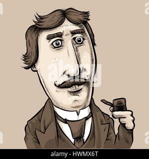 Eine Karikatur von einem gepflegten Mann aus einer vergangenen Ära. Stock Vektor
