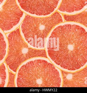 Realistische Vektor-Illustration einer Grapefruit Slice nahtlose Muster Stock Vektor