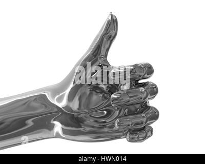 abstrakt 3d Illustration von Hand mit Daumen Geste Stockfoto
