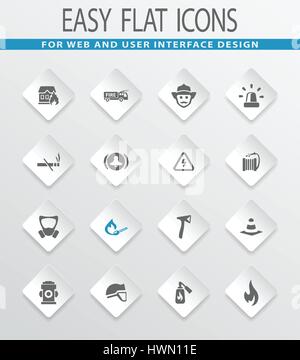 Feuerwehr einfach flach Web Icons für User Interfacedesign Stock Vektor