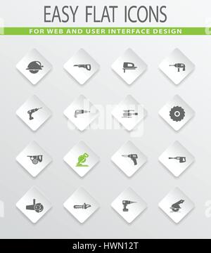 Elektrowerkzeuge einfach flach Web Icons für User Interfacedesign Stock Vektor