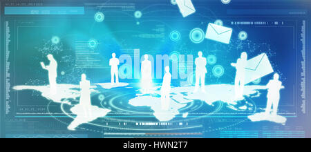 E-Mail-Kommunikation Hintergrund Diagramm Helix DNA-3d Stockfoto