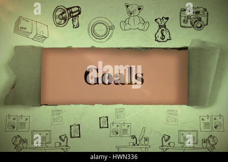 Zusammengesetztes Bild von Business Icons gegen Brown Hintergrund 3d Stockfoto