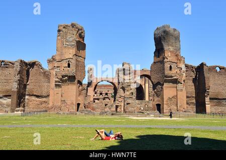 Italien, Latium, Rom, Altstadt Weltkulturerbe der UNESCO, Bäder von Caracalla zwischen AD 212 und 216, durch Kaiser Caracalla errichtet Stockfoto