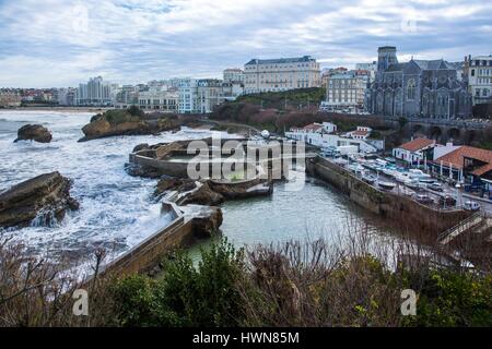 Frankreich, Pyrenäen Atlantique, Baskenland, Biarritz, Vieux Port Stockfoto