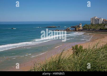 Frankreich, Pyrennees Atlantique, Baskenland, Biarritz, Strand der Basken Stockfoto