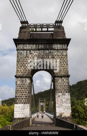 Frankreich, La Réunion, Weltkulturerbe von UNESCO, East Reunion, Ste-Anne, Pont des Anglais, Ende des 19. Jahrhunderts Hängebrücke Stockfoto