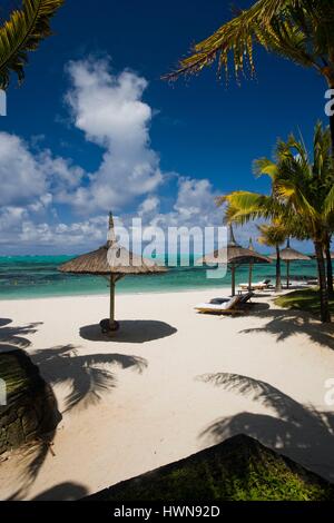 Mauritius, östlichen Mauritius Trou d' Eau Douce, Le Touessrok Resort Hotel, Strand Stockfoto