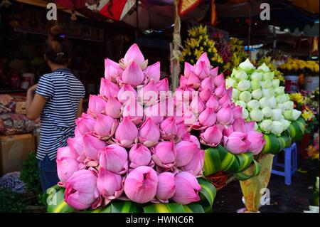 Kambodscha, Phnom Penh, Lotusblumen für Angebote Stockfoto