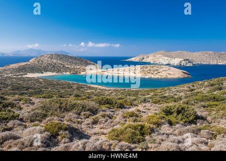 Griechenland, Kykladen-Inseln, Insel Amorgos, Kalotaritissa Strand Stockfoto