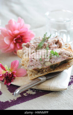 Terrine de Lapin calvados Stockfoto