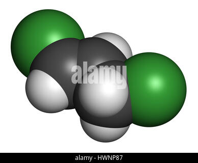 Trans-1,3-Dichloropropene (Dichloropropene) Pestizid-Molekül. 3D-Rendering. Atome sind als Kugeln mit konventionellen Farbcodierung vertreten: Hydroge Stockfoto