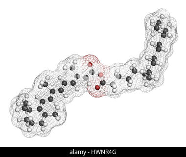 Retinylpalmitat Palmitat Vitamin Supplement Molekül. Ester von Vitamin A (Retinol) und Palmitinsäure. 3D-Rendering. Atome sind als Kugeln mit Con vertreten. Stockfoto
