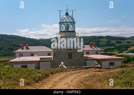 Leuchtturm von Punta Estaca de Bares, Mañon, La Coruña Provinz, Region Galicien, Spanien, Europa Stockfoto