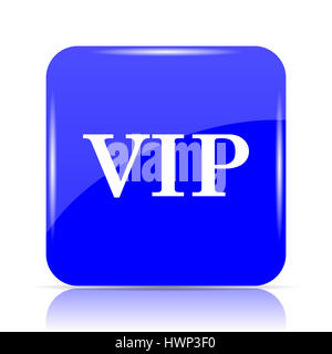 VIP, blaue Website Symbolschaltfläche auf weißem Hintergrund. Stockfoto