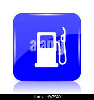 Gas Pumpe, blaue Website Symbolschaltfläche auf weißem Hintergrund. Stockfoto